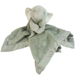 Elephant Gray Lovey Soft Security Blanket Plush Stuffed Animal Satin Edge